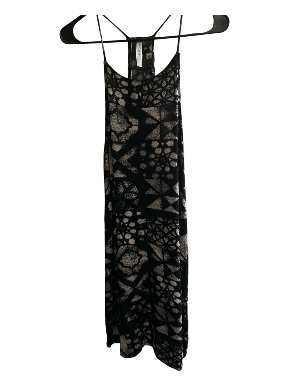 RVCA Black Maxi Dress with Metallic Geometric Pattern
